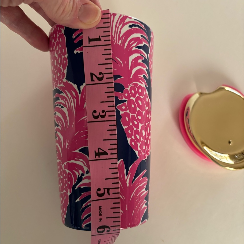 Lilly Pulitzer Flamenco Pineapple Ceramic Pink and Blue Travel Mug NWT - Picture 9 of 9
